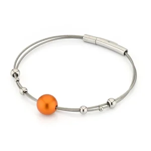 Armband bolletjes met oranje bol A274O