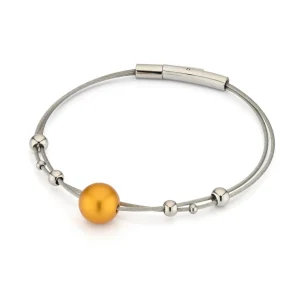 Armband bolletjes met warm goudkleurkleurige bol A274G