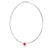 Collier kleine bolletjes en rode bol C274R