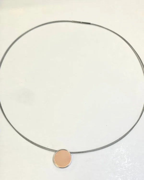 Design ketting Pura van RVS rose zand mat, Ø15,0mm