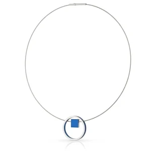 Ketting EVY Blauw Ring met vierkantje | C277B