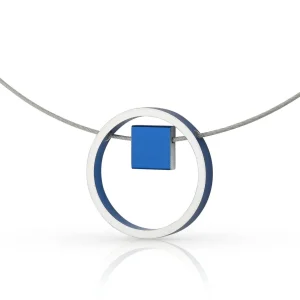 Ketting EVY Blauw Ring met vierkantje | C277B