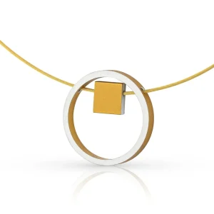 Ketting EVY Goudkleur Ring met vierkantje | C277G