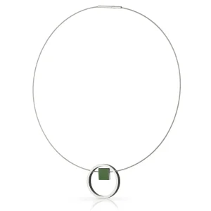 Ketting EVY Groen Ring met vierkantje | C277GR