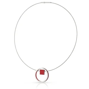 Ketting EVY Rood Ring met vierkantje | C277R
