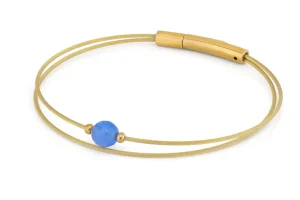 Thinking of You edelsteen armband blauwe Agaat goudkleur