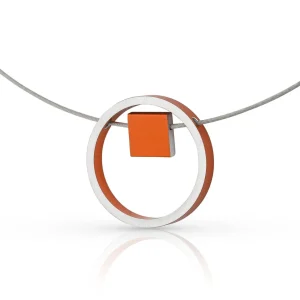 Ketting EVY Oranje Ring met vierkantje | C277O